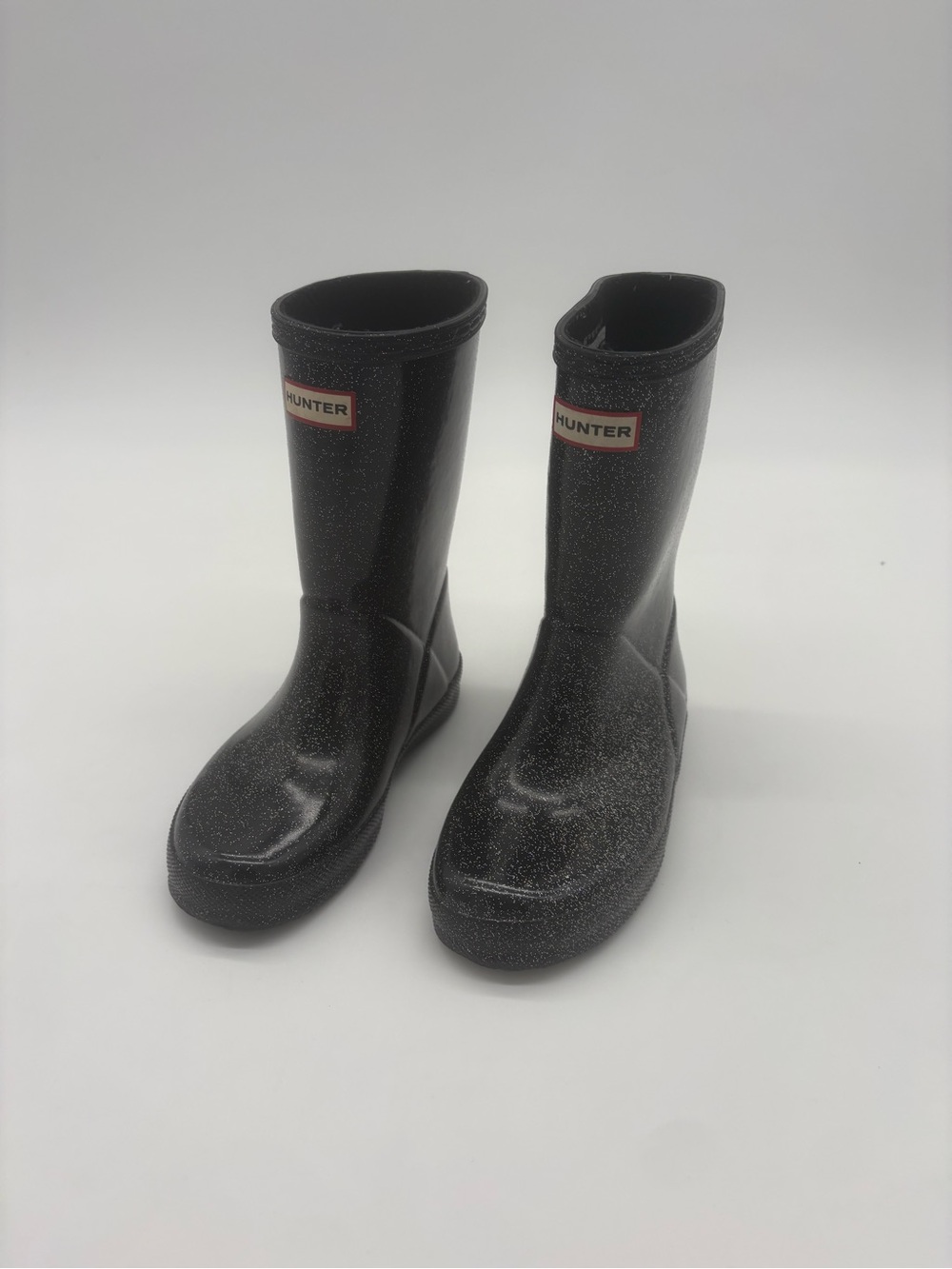Hunter Kids Black Glitter Rain Boot